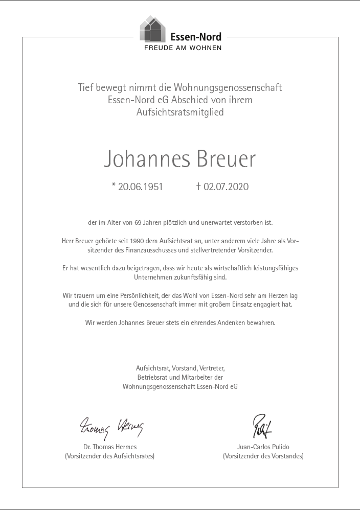 Abschied von Johannes Breuer